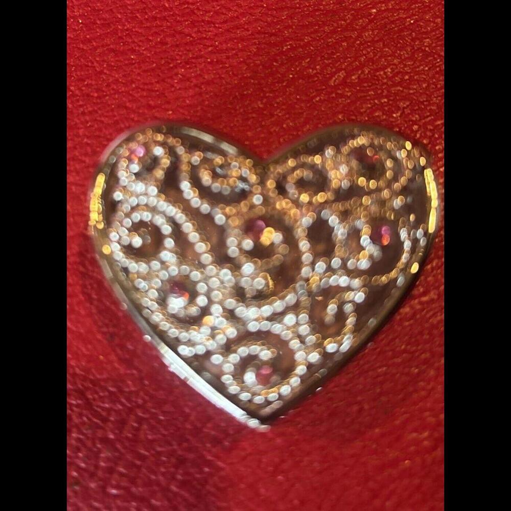 👸🏼Silver Tone Heart Trinket Box Keren Kopal Pink Austrian Crystal